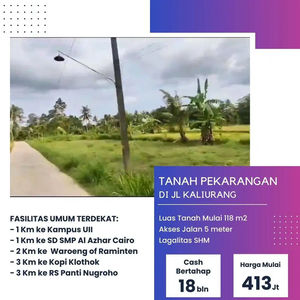 Tanah Kavling Harga 3,5 juta/m2 dekat Kampus UII Jl Kaliurang