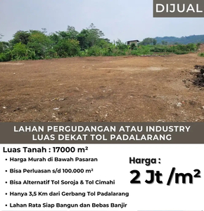 Tanah kawasan Industri Padalarang Bandung Barat Dekat Tol Padalarang