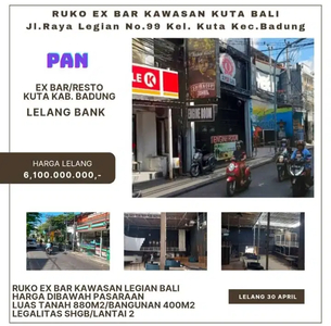 TERMURAAAH. Dijual via Lelang Bank Ruko di Jl Raya Kuta Bali