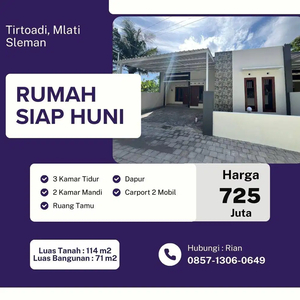 Jual Rumah Siap Huni Free Kanopi Di Mlati Sleman, Harga 725 Juta