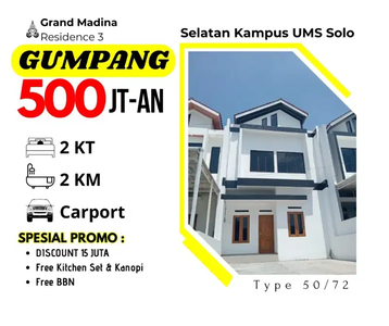 Rumah dijual area Kartasura Sukoharjo, Booking fee 5juta