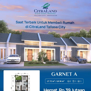 Rumah Murah Garnet Citraland Tallasa City Dekat rs.Wahidin Makassar