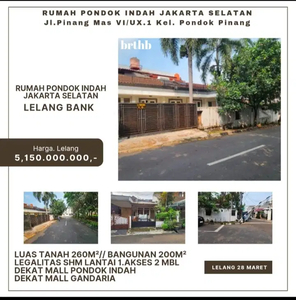 TERMURRAH. Dijual via Lelang Bank Rumah Pondok Indah Jakarta Selatan