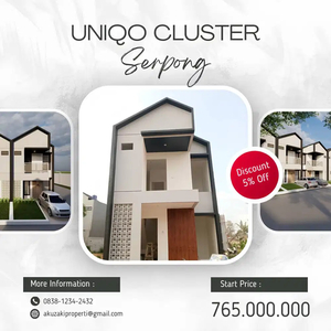 Uniqo Cluster Serpong Rumah Minimalis 2 Lantai 700 Jutaan Bulan Ini