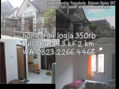 Sewa Homestay Yogyakarta Bulanan Harian 3KT Strategis Full 1 rumah Ws