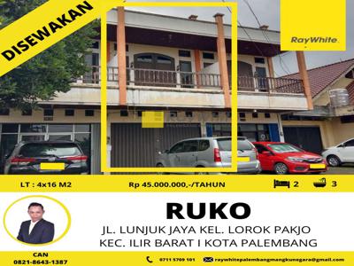 Di Sewakan Ruko di Jl. Lunjuk Jaya Kel. Lorok Pakjo Kec. Ilir Barat I