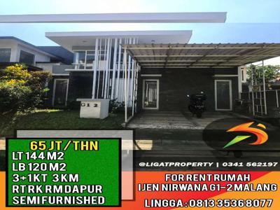 DISEWAKAN RUMAH IJEN NIRWANA GREEN PALM KLOJEN MALANG