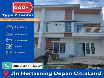 Rumah 2 Lantai Hertasning depan CitraLand Makassar