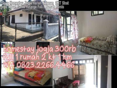 Sewa Homestay Jogja Harian Bulanan 2KT Strategis Wisud Furnis Kelarga