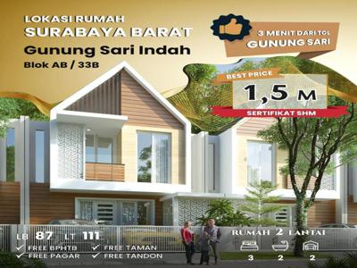 Rumah baru 2lantai di Gunungsari Surabaya