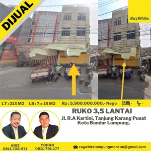 Dijual Ruko 3 Lantai di Jl. R.A Kartini, Tanjung Karang Pusat (kode: y