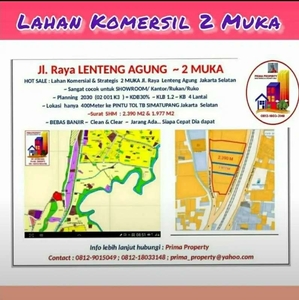 Lahan Komersial & Strategis 2 MUKA Jl. Raya Lenteng Agung Jakarta