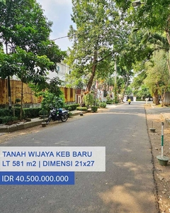 Tanah Kavling Prime Area di Jl Wijaya, Kebayoran Baru, Jaksel