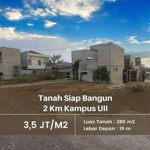 Utara Kampus UII Jogja, Tanah SHM Siap Bangun Kost, View Sawah