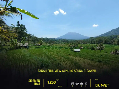 FRESH BARU SELESAI UKUR Tanah Full View Gunung Agung & Sawah Sidemen