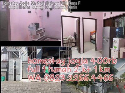 Homestay Jogja Strategis Kelurga 2KT Furns Fll 1 rumah Harian Bulanan