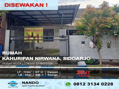 SEWA RUMAH LOKASI STRATEGIS KAHURIPAN NIRWANA SIDOARJO