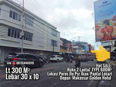 jual ruko poros jalan depan pantai Losari Makassar