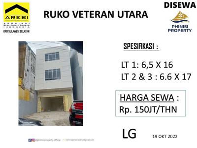 DISEWAKAN RUKO POROS VETERAN UTARA