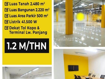 Disewakan Gudang Plus Kantor Soekarno Hatta Dekat Terminal Leuwipanjang Lt 2480 Lb 2220 Parkiran 500m2