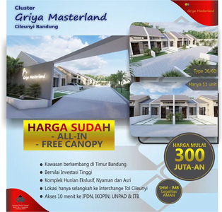 Dijual rumah 300 jutaan di Perumahan Cileunyi Bandung super strategis