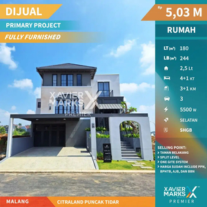 Dijual Rumah Baru Modern Fully Furnished di Puncak Tidar Malang