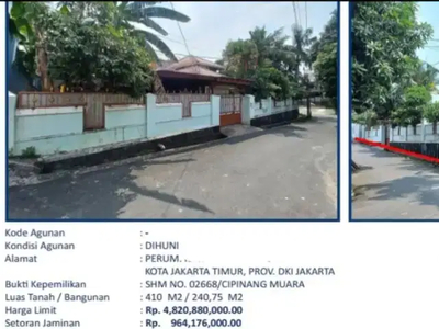 Dijual Rumah Cipinang Muara Jatinegara