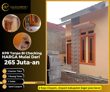 Hunian modern 2 kamar cash dan KPR tanpa BI Checking hanya 250jutaan