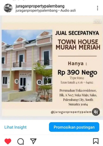 Jual secepatnyaTown house murah meriah