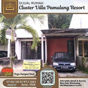 L- Dijual rumah rusak LT.102m di clsuter villa pamulang Resort