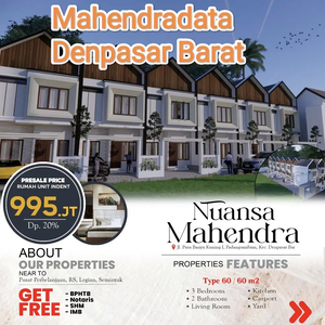 Rumah dijual 3 kamar dekat Seminyak Mahendradata Denpasar barat Bali