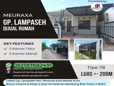 DIjual Rumah Di Gp.Lampaseh, Meuraxa Kota Banda Aceh Tp 78 LT +-200 m