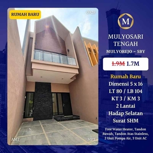 Rumah Baru Mulyosari Tengah Surabaya 17m Shm Free Water Heater Ac
