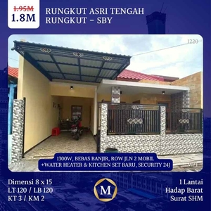 Rumah Rungkut Asri Tengah Surabaya 18m Bebas Banjir Keamanan 24 Jam