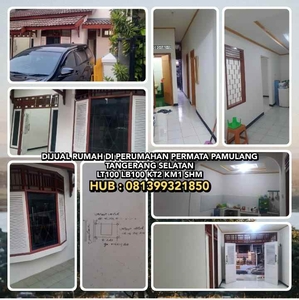 Dijual Rumah Di Perum Permata Pamulang Tangerang Selatan Lt100 Lb100