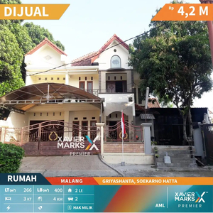 Dijual Rumah Pusat Kota Dekat Kampus di Griyashanta Malang