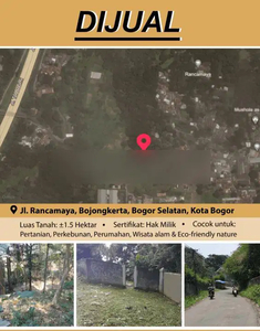 Tanah dibawah nilai pasar 1,5 jt/mtr di Rancamaya Bogor