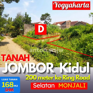 Tanah Kavling JOMBOR Jogja dalam Ring Road MONJALI Lt 168 m2 SHM