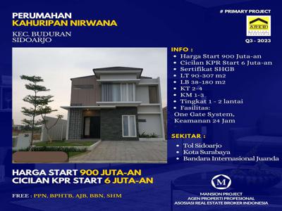 Rumah Kahuripan Nirwana Buduran Start 900jt-an Dkt Tol Sidoarjo Juanda