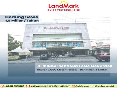Disewakan Gedung 3 Lantai Jl. Sungai Saddang Lama Makassar