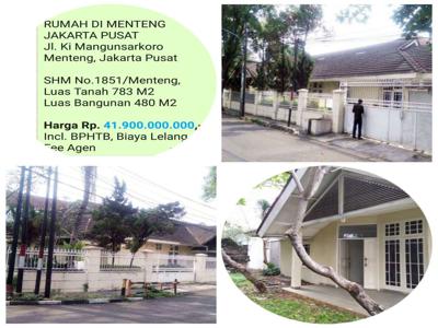 LELANG Rumah Menteng, Kemana-mana Enteng Jl Ki Mangunsarkoro Jakarta
