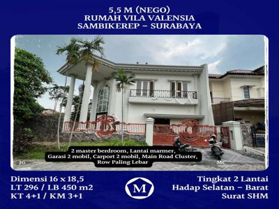 Rumah Hook Mewah Vila Valensia Surabaya Barat Dkt Grand Pakuwon Sememi