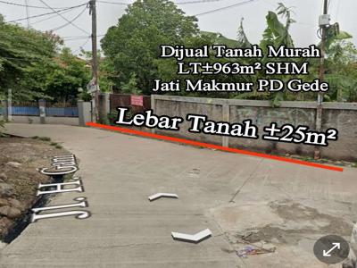 Tanah murah 963m² SHM Jati makmur Jl.Masjid Al ihsan Anti Banjir