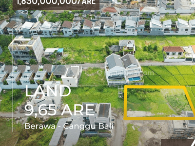 Dijual Tanah Hak Milik Seluas 9,65 Are Terletak Dilokasi Yg Sangat Premium di Berawa Canggu Bali