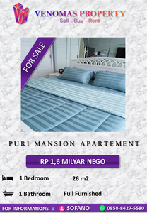 Dijual Apartement Puri Mansion Full Furnished 1 Bedroom