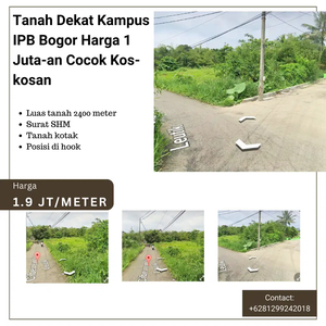 Tanah Pinggir Jalan Dikawasan Kampus IPB Bogor Harga 1 Juta-an/meter