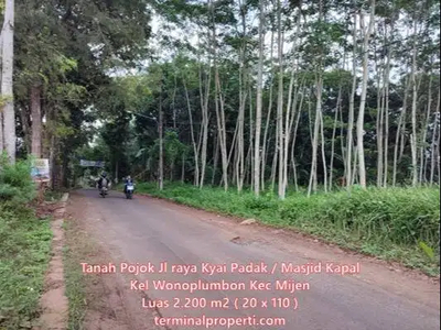 Tanah SHM Pojok di Jl raya Kyai Padak Masjid Kapal Wonoplumbon Mijen