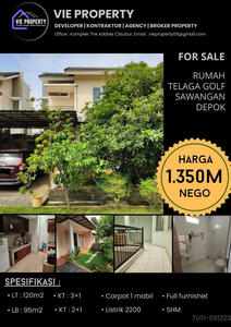 TELAGA GOLF SAWANGAN Rumah Dijual Cepat 2 Lantai