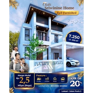 Dijual Rumah Mewah 2 Lantai Tipe 250/200 Full Furnished dan Full Interior, Jl. Paris 2 Komp. Pesona Dewata - Pontianak Kalimantan Barat