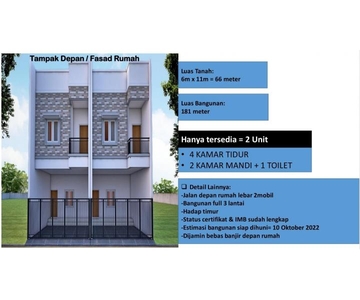 Rumah Baru 3 Lantai, Minimalis di Jl. Palem 6, Duri Kepa